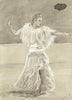 A pastel drawing of Ginger Rogers wearing the white feathered dress from Top Hat