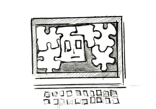 A drawing of a confused computer as featured image for AI and Creative Industries