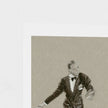 A square art print featuring a sepia-toned sketch of a man in a tuxedo, shown with a wide white border on a white background.
