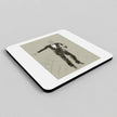 A square coasters with rounded corners, featuring a vintage-style sepia-toned illustration of Fred Astaire dancing