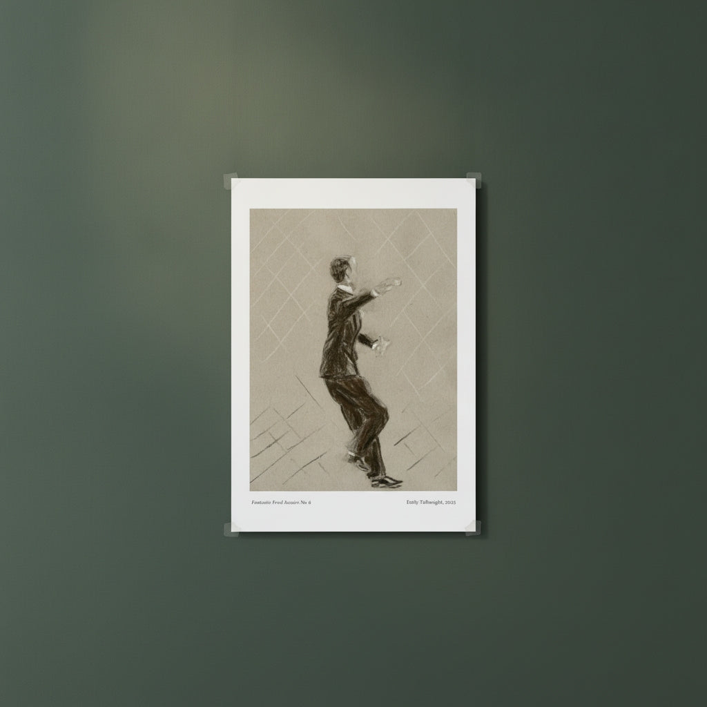 A charcoal drawing of fred astaire dancing