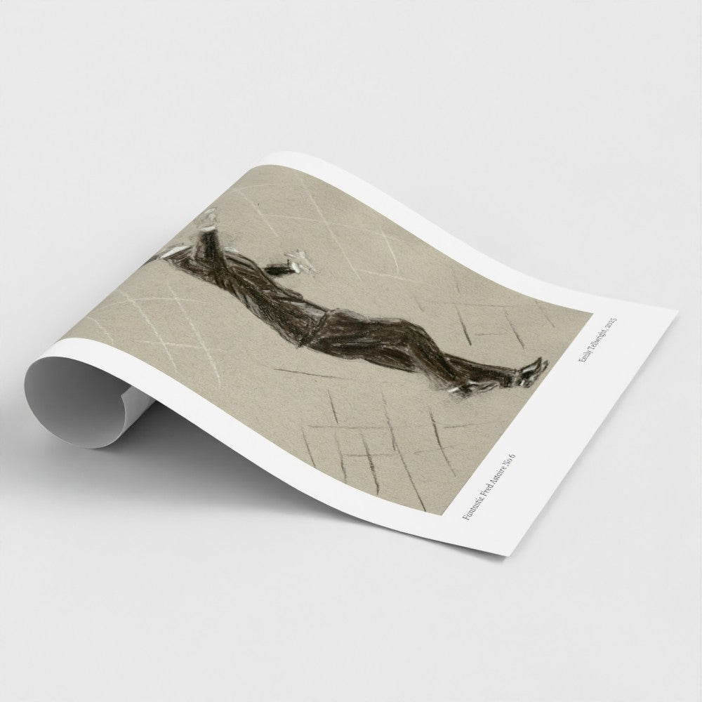 A rolled print of a drawing of fred astaire dancing