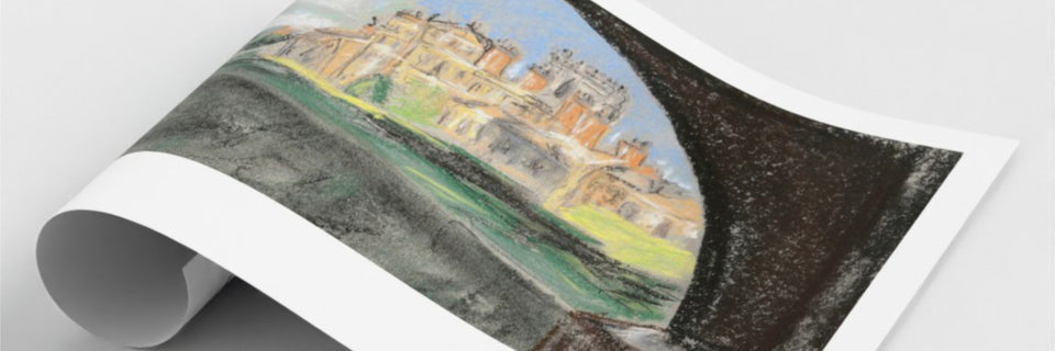 A rolled print showing a pastel drawing