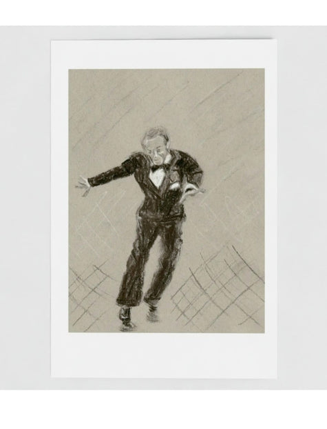 Fantastic Fred Astaire No3 Greetings Card showing a charcoal drawing