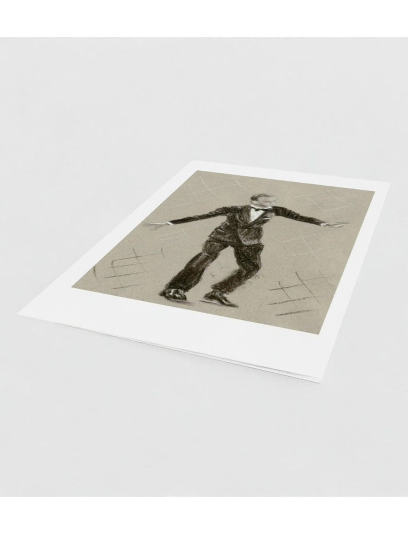 Fantastic Fred Astaire No 5 Greetings Card showing a charcoal drawing