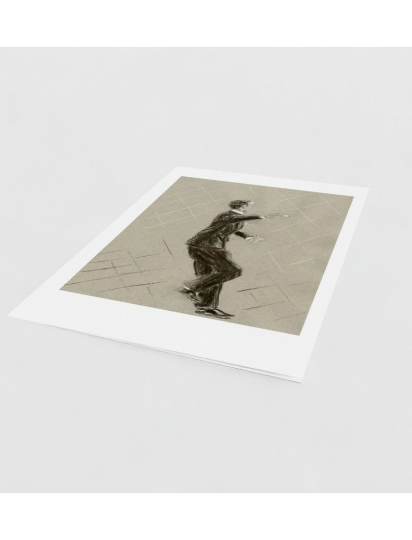 Fantastic Fred Astaire No 6 Greetings Card showing a charcoal drawing