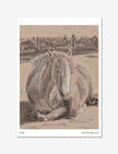 Goldie the Palomino Art Print: a Charcoal, chalk and sienna picture of a pony.