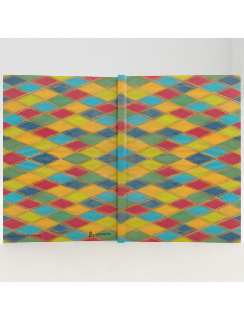 Harlequin Hardback A4 Notebook featuring a hand-painted design by Emily Tellwright