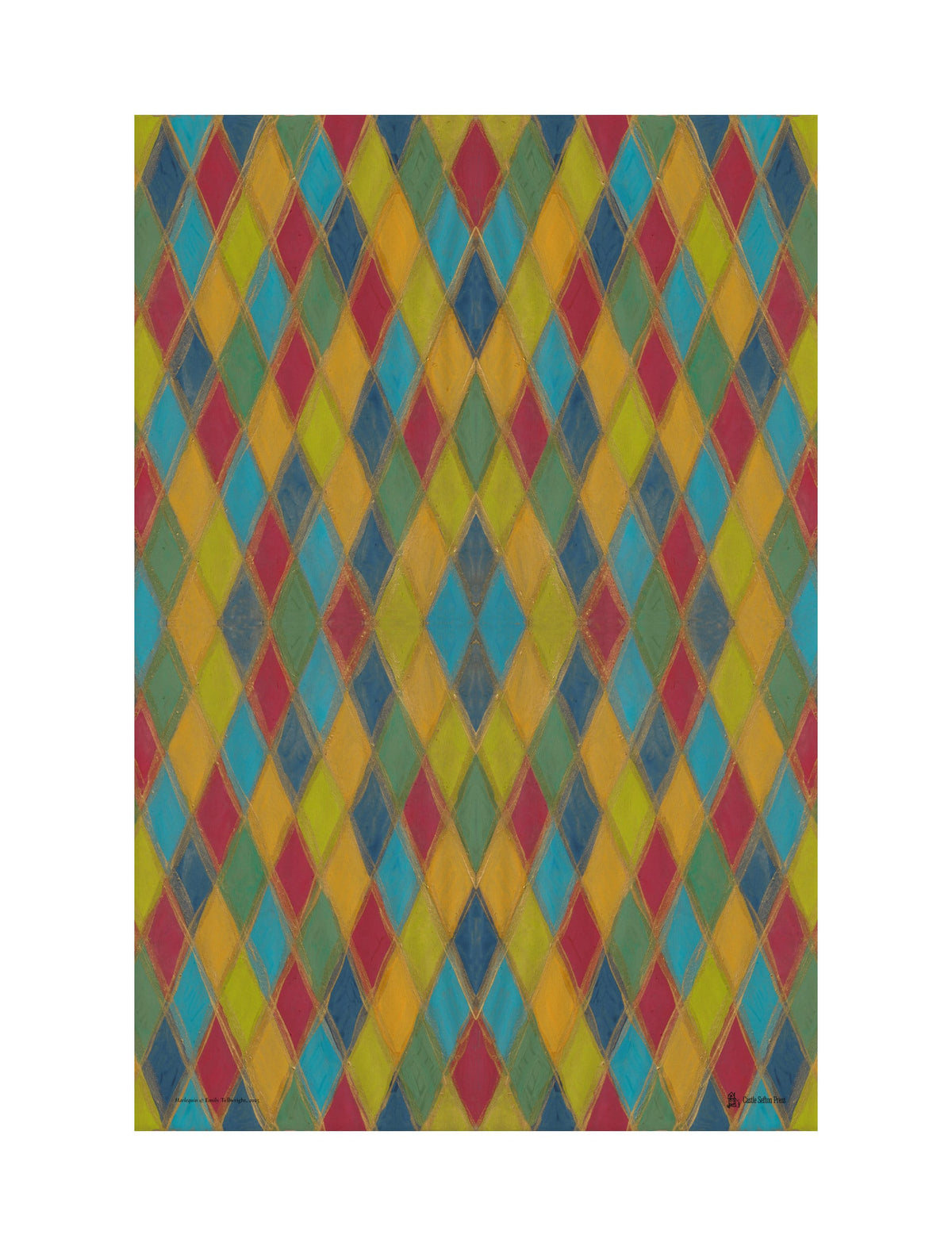 Harlequin tea towel, a design by Emily Tellwright