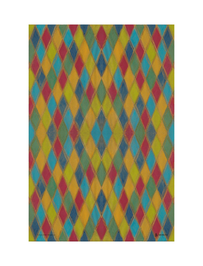 Harlequin tea towel, a design by Emily Tellwright