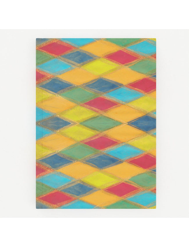 Harlequin Hardback A5 Notebook featuring a hand-painted design by Emily Tellwright