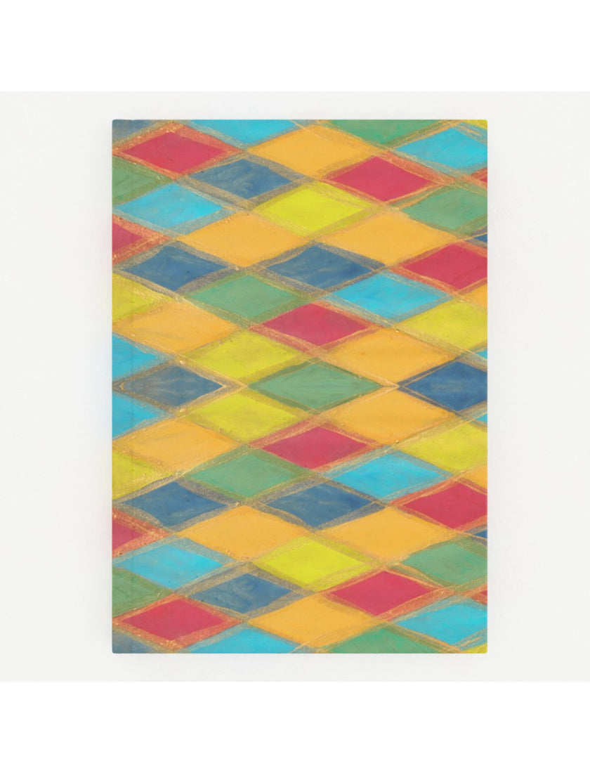 Harlequin Hardback A5 Notebook featuring a hand-painted design by Emily Tellwright