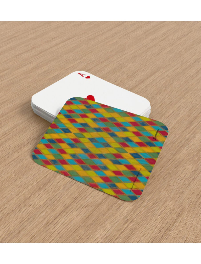 Harlequin playing cards featuring a handpainted design by Emily Tellwright