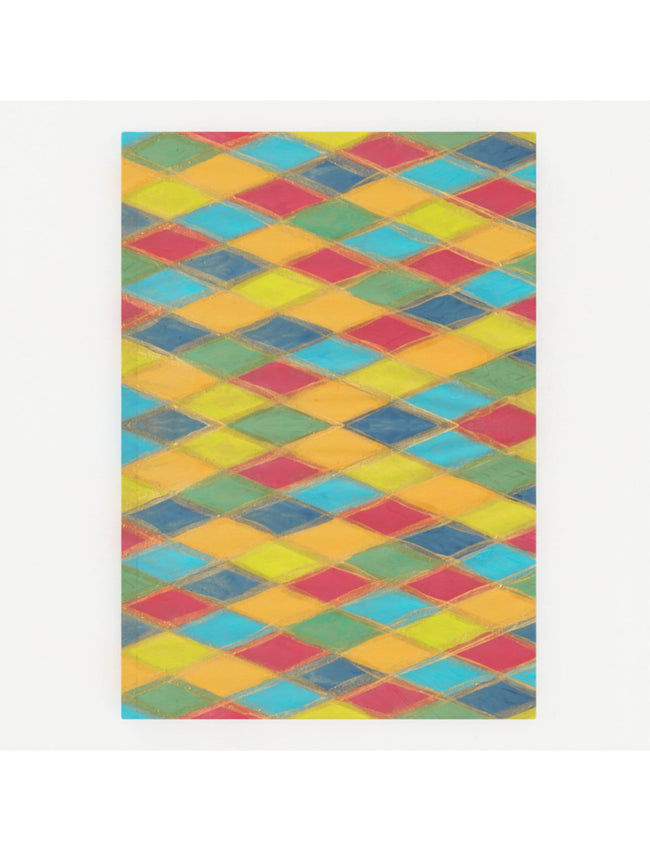 Harlequin Hardback A4 Notebook featuring a hand-painted design by Emily Tellwright