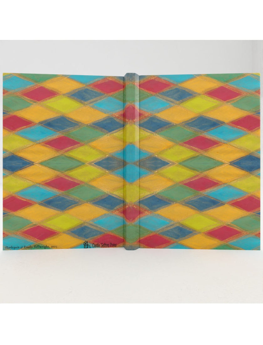 Harlequin Hardback A5 Notebook featuring a hand-painted design by Emily Tellwright
