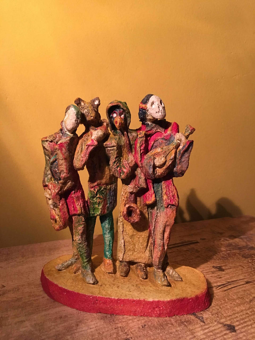 Ceramic sculpture of medieval minstrels