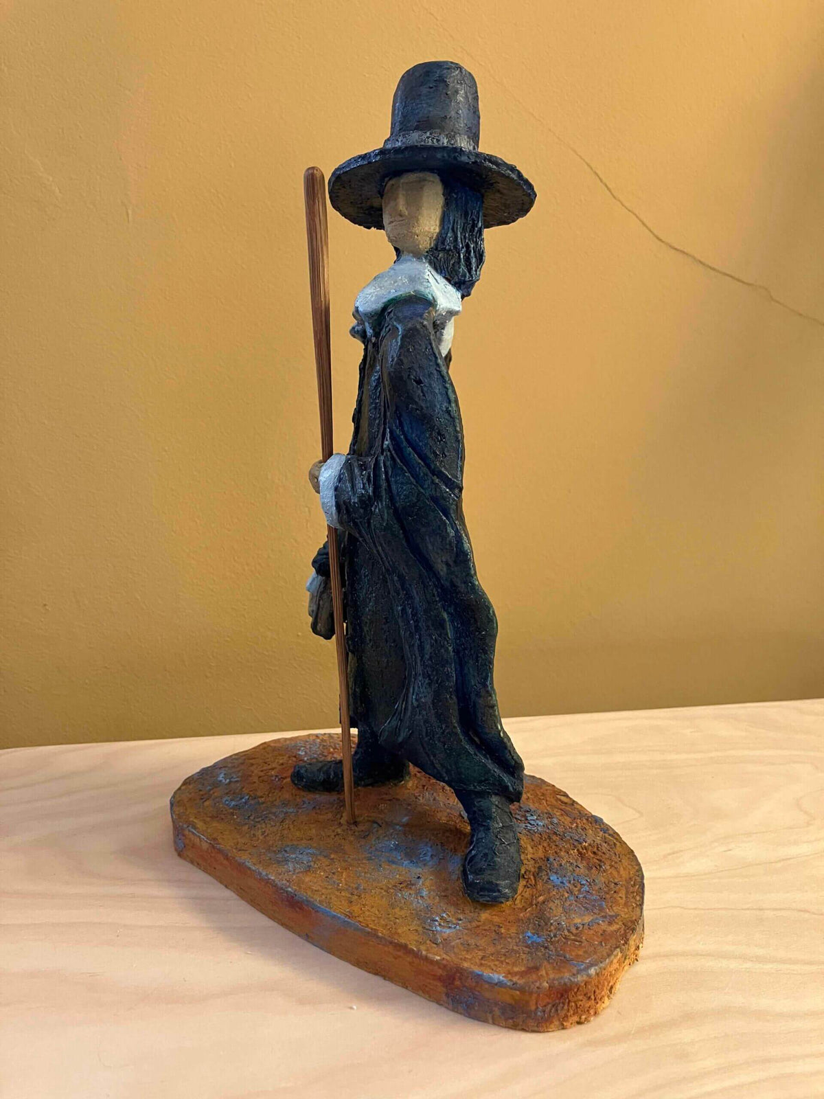 Ceramic sculpture of a Pilgrim Father preacher