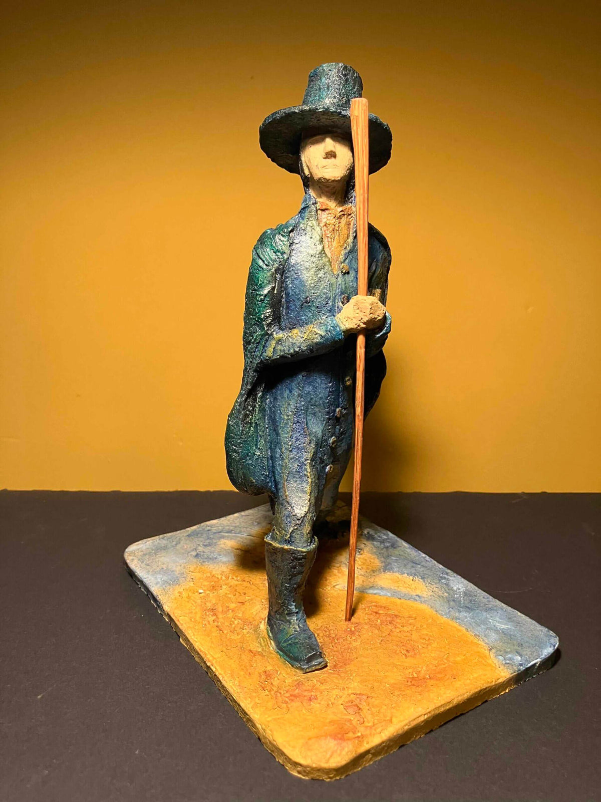 Ceramic sculpture of a Pilgrim Father preacher