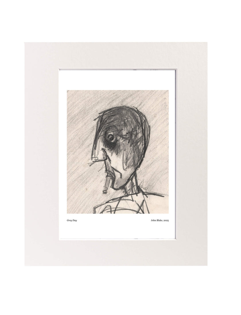 Grey day art print mounted
