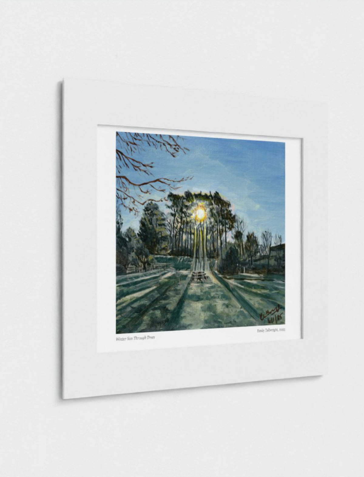 Winter Sun Through Trees Mounted Art Print, 11
