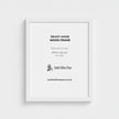 A white rectangular wood frame mockup on a light gray background, with black text inside reading 'READY MADE WOOD FRAME' and 'Castle Sefton Press' branding.