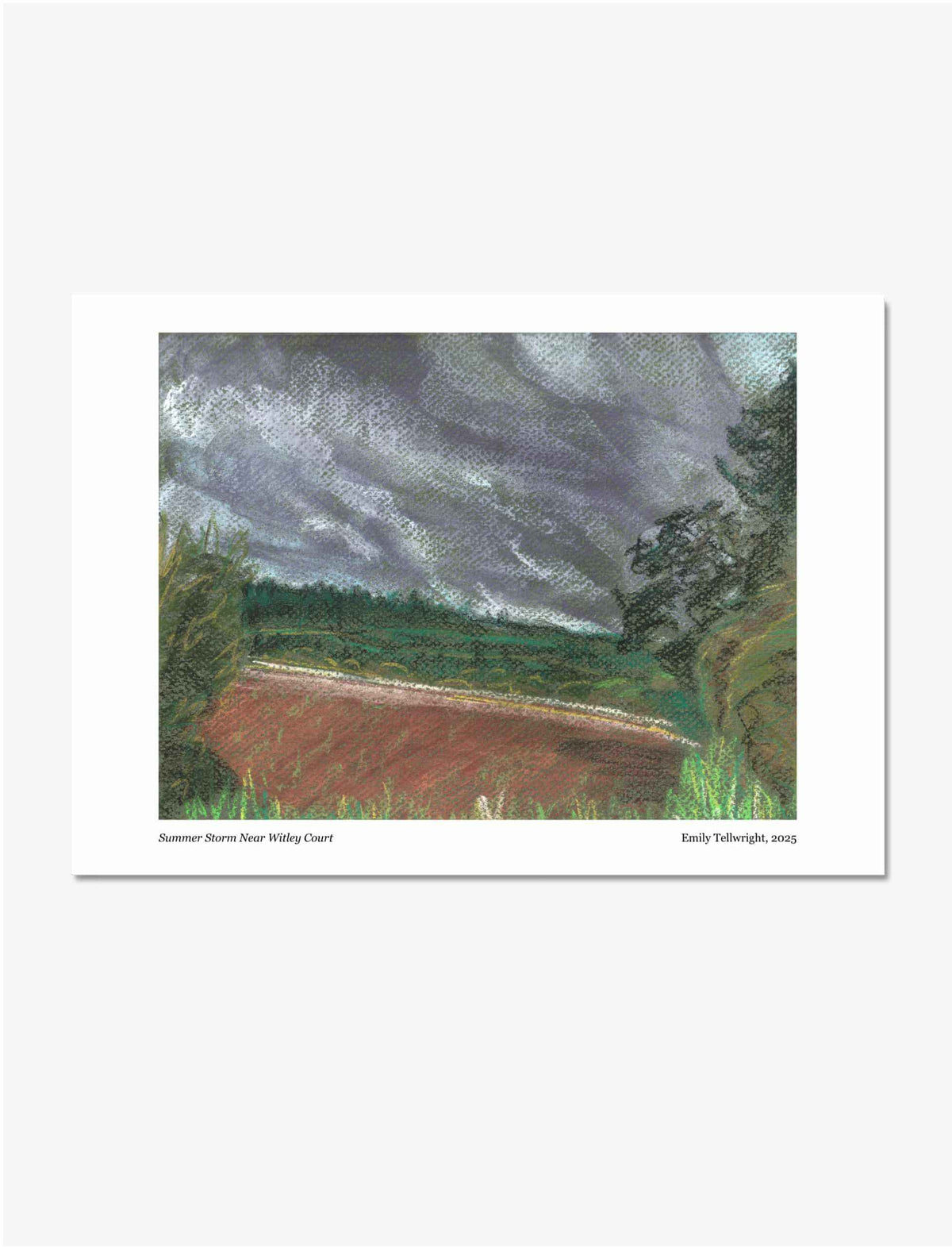 Pastel drawing of a summer storm near Witley Court by Emily Tellwright