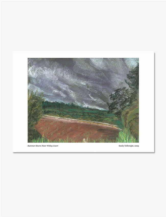 Pastel drawing of a summer storm near Witley Court by Emily Tellwright