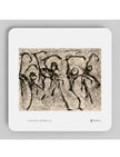 Heterodox Waltz coasters showing a print by John Blake
