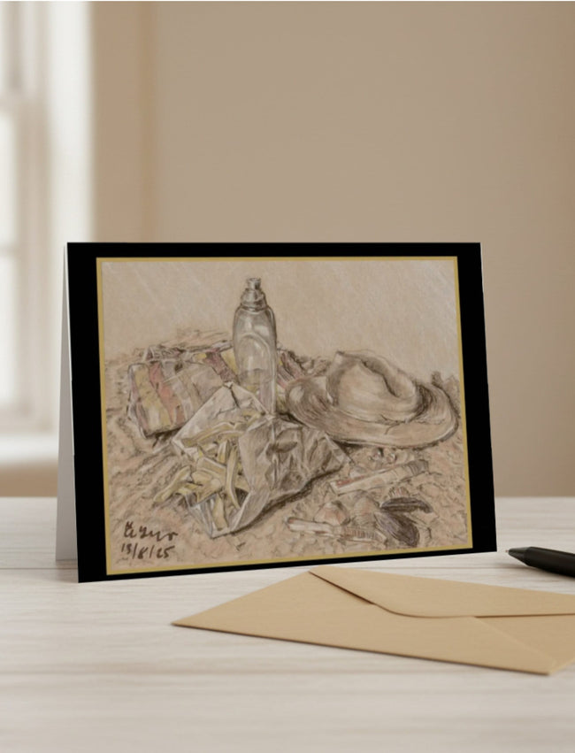 At the Seaside Greetings Card with a pen and envelope