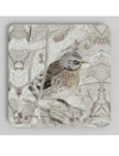 Winter Bird Coasters showing a pencil drawing by Emily Tellwright