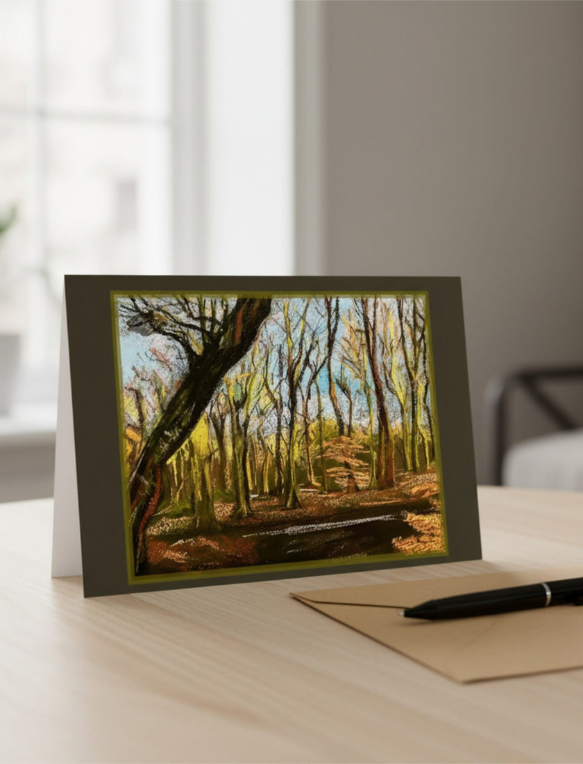 Winter Woodland greetings card with pen and envelope