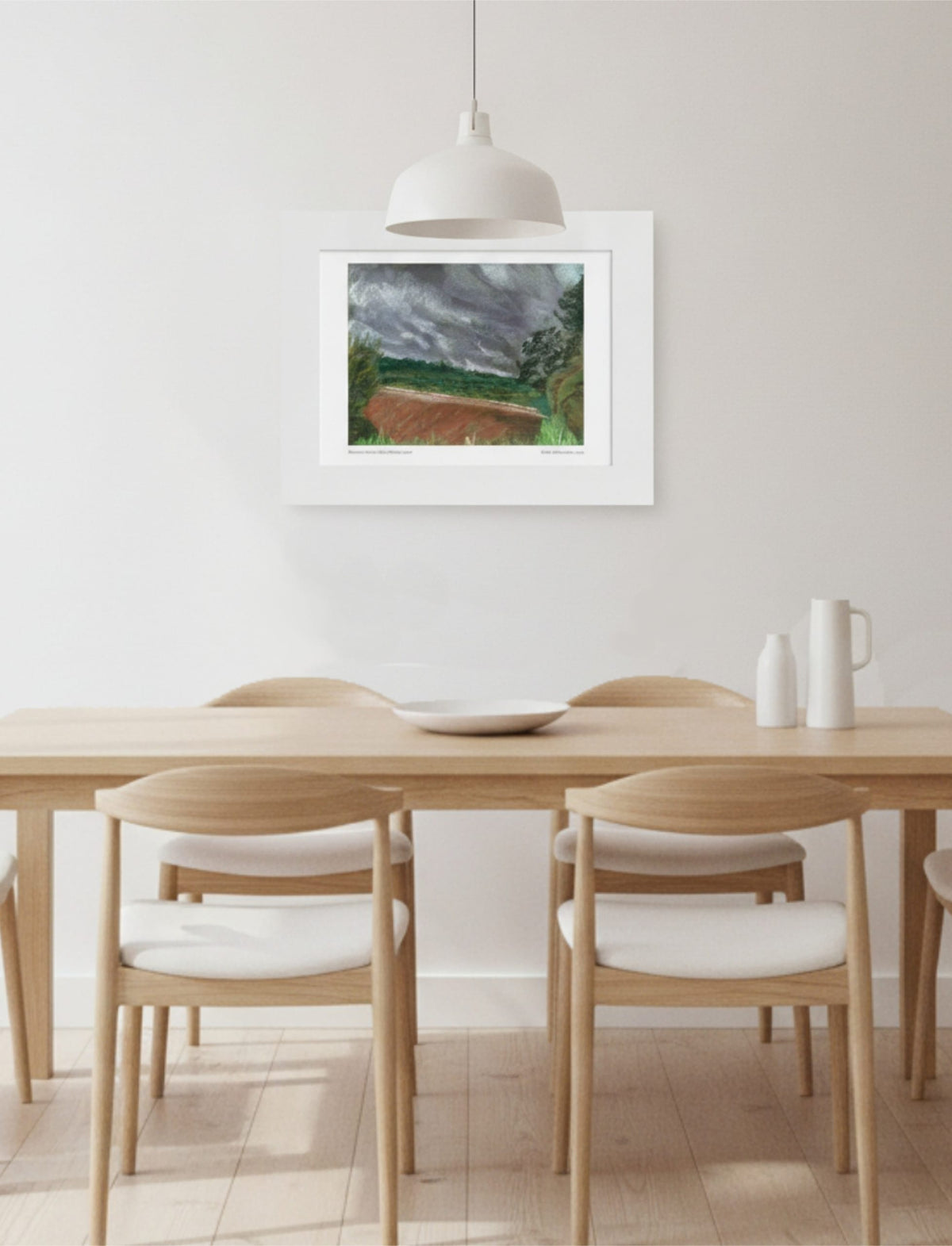 Summer Storm Near Witley Court Mounted Art Print on wall above a dining table