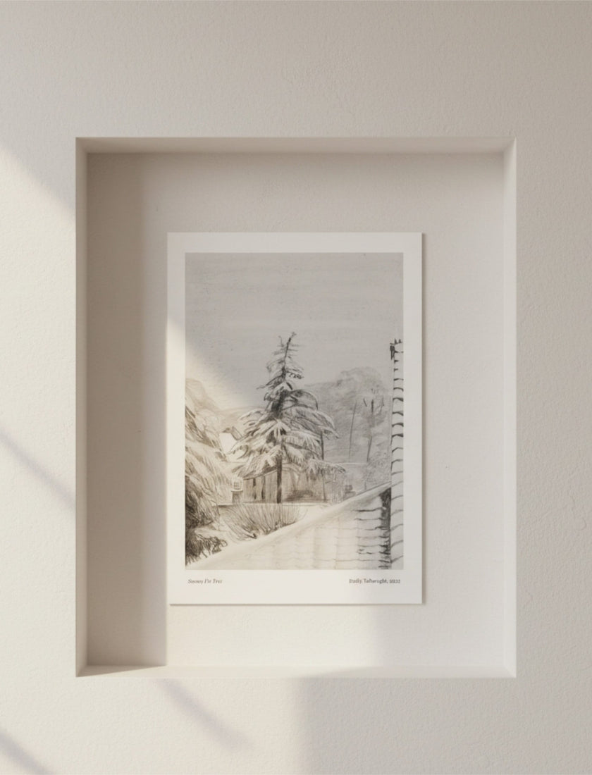 Snowy Fir Tree Art Print A4