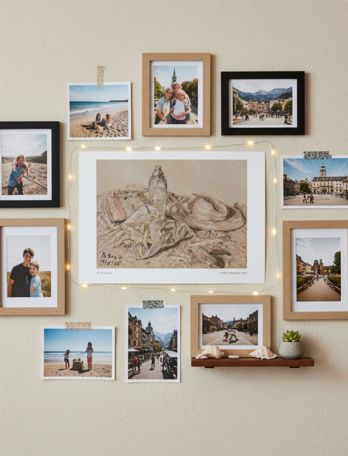 At the Seaside Art Print with a display of holiday photos