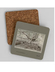 Turner's View Coaster showing a charcoal drawing by Emily Tellwright
