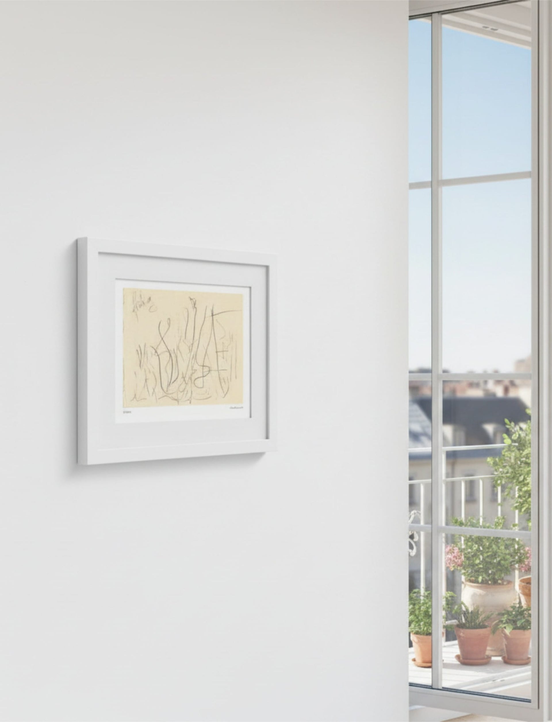fruhling framed art print by a balcony window