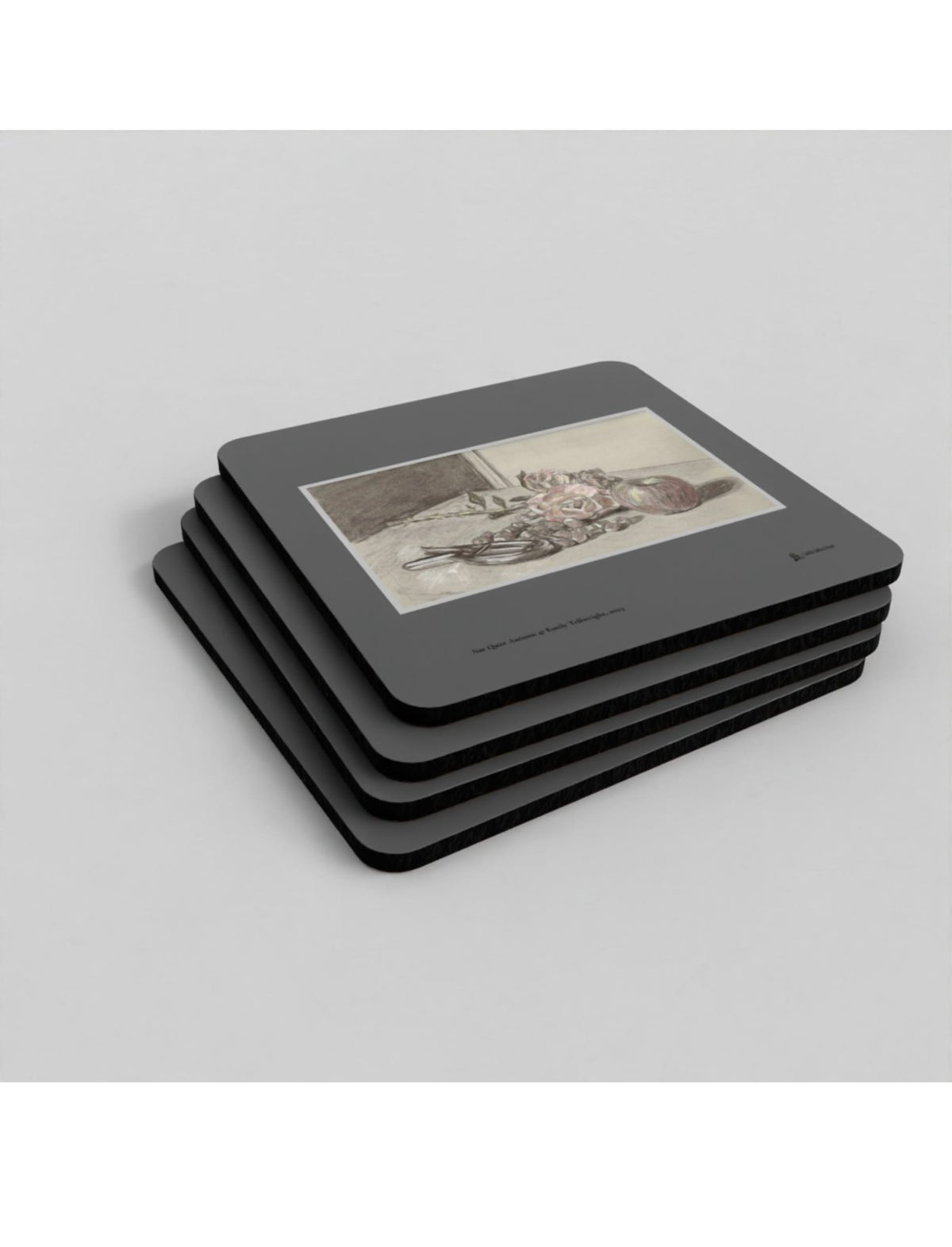 Not Quite Autumn coaster showing a drawing by Emily Tellwright