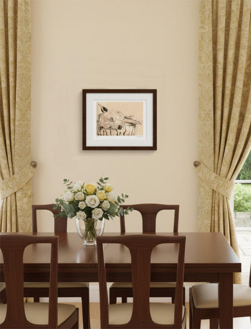 Chance the Staffordshire Bull Terrier Framed Art Print with dining table and chairs