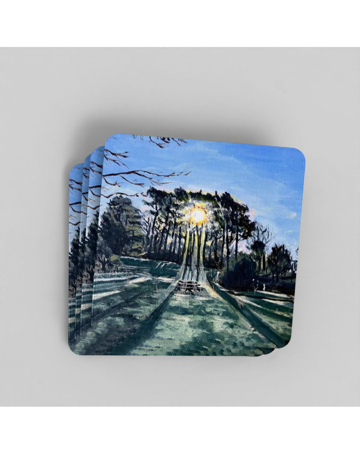 Winter Sun Through Trees Coaster, Single