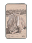 Goldie the Palomino storage tin a metal tin with a charcoal and chalk drawing by Emily Tellwright