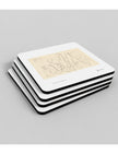 Four Frühling Coasters showing a pencil drawing by John Blake