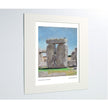 A mounted art print of Stonehenge by artist Emily Tellwright, featuring a white mat and a clean white background.
