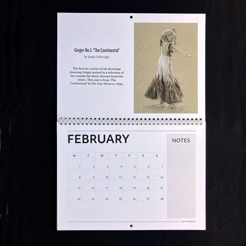 A spiral-bound 2017 art calendar page from Ginger No. 1: 