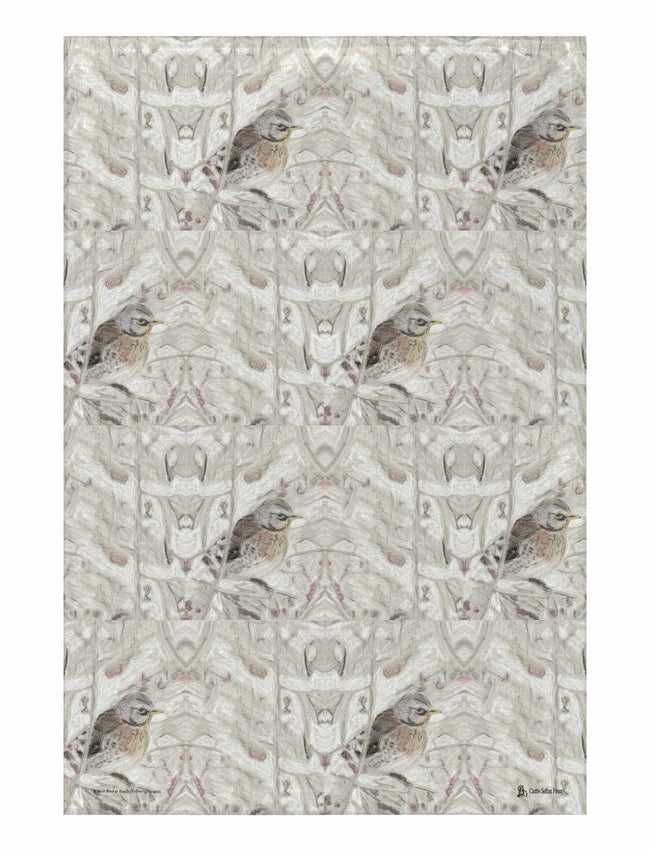 Winter Bird Tea Towel, a hand drawn design by Emily Tellwright