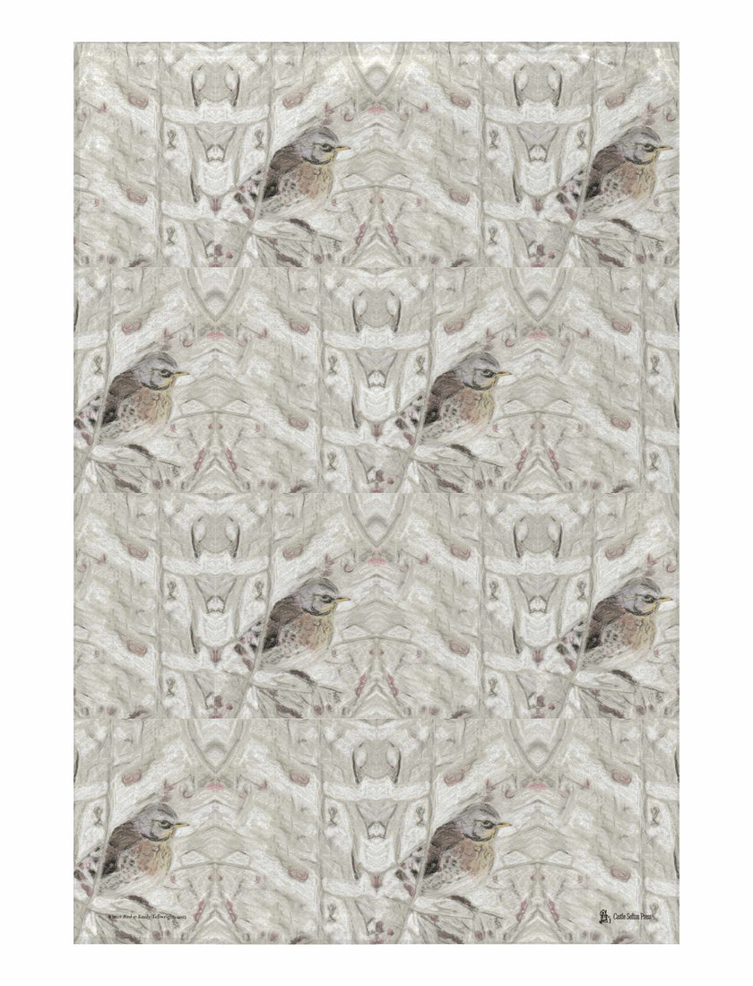 Winter Bird Tea Towel, a hand drawn design by Emily Tellwright