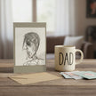 Grey Day Greetings Card with a dad mug