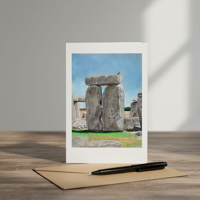 Sunny Summer at Stonehenge greetings card with envelope and pen
