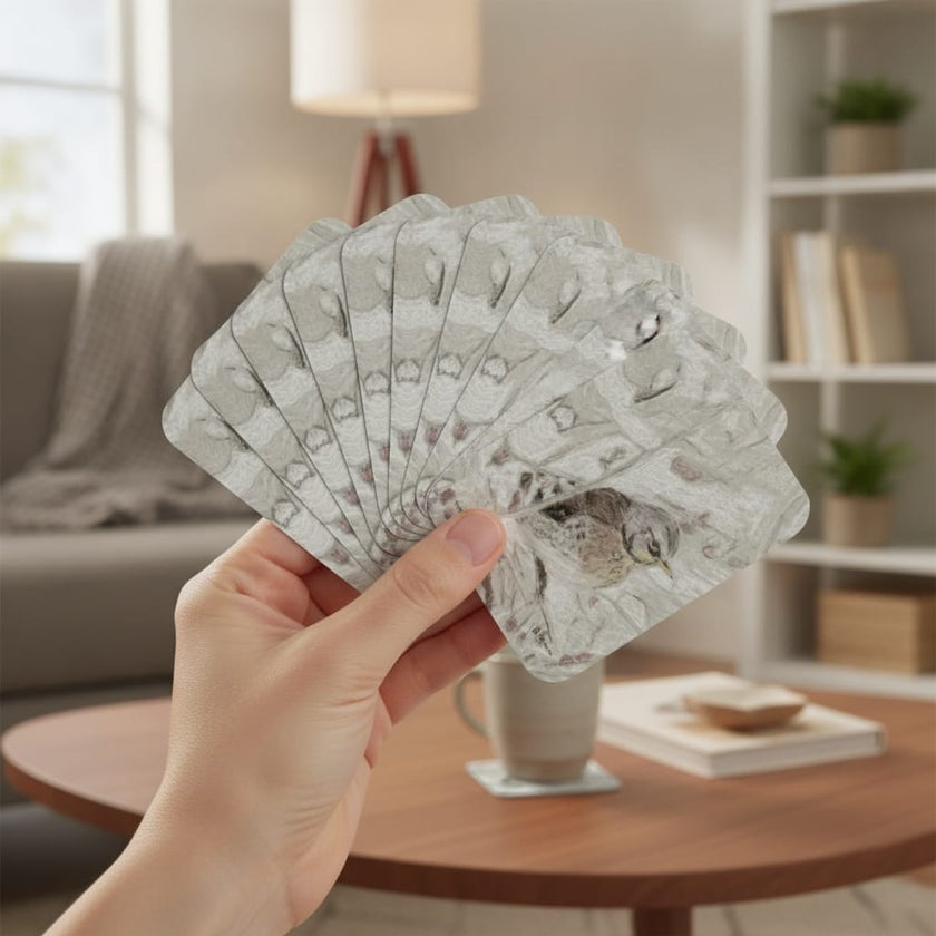 Winter Bird Playing Cards fanned out in the hand