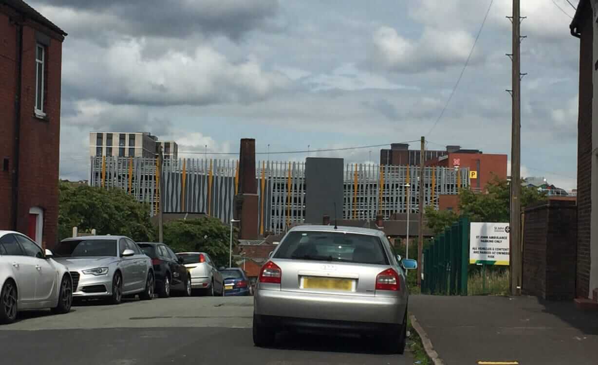 The Smithfield multi-storey car park in Hanley Stoke-on-Trent viewd from Shelton.