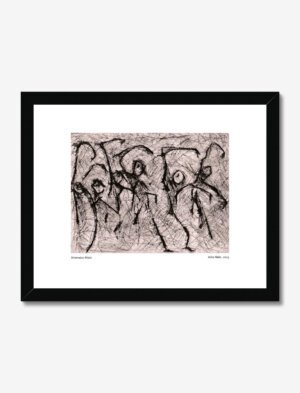 A Scraperfoil print of dancing stick figures